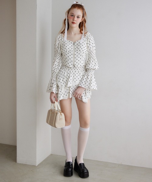 Seemi. byNICECLAUP（ シーミーバイナイスクラップ）の「【Seemi.】イレヘムミニスカート（スカート・レディース・オフホワイト/ピンク/ブルー系その他/ドット・FREE）」の10枚目の写真