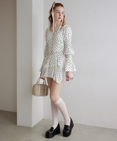 Seemi. byNICECLAUP（ シーミーバイナイスクラップ）の「【Seemi.】イレヘムミニスカート（スカート・レディース・オフホワイト/ピンク/ブルー系その他/ドット・FREE）」の11枚目の写真