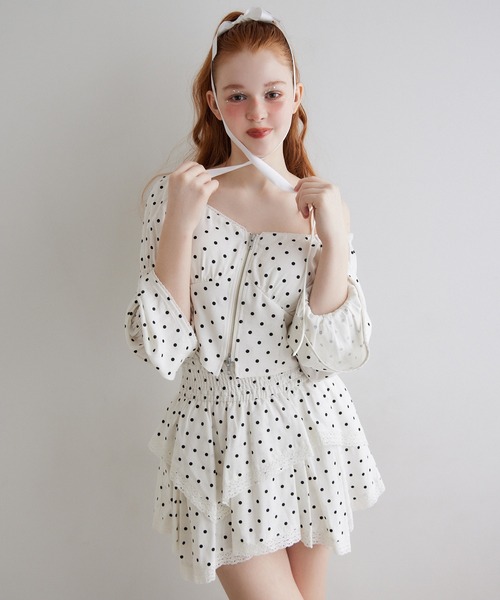 Seemi. byNICECLAUP（ シーミーバイナイスクラップ）の「【Seemi.】イレヘムミニスカート（スカート・レディース・オフホワイト/ピンク/ブルー系その他/ドット・FREE）」の12枚目の写真