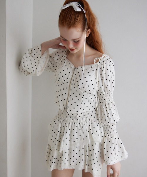 Seemi. byNICECLAUP（ シーミーバイナイスクラップ）の「【Seemi.】イレヘムミニスカート（スカート・レディース・オフホワイト/ピンク/ブルー系その他/ドット・FREE）」の14枚目の写真