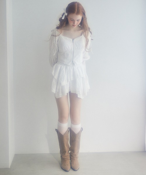 Seemi. byNICECLAUP（ シーミーバイナイスクラップ）の「【Seemi.】イレヘムミニスカート（スカート・レディース・オフホワイト/ピンク/ブルー系その他/ドット・FREE）」の21枚目の写真