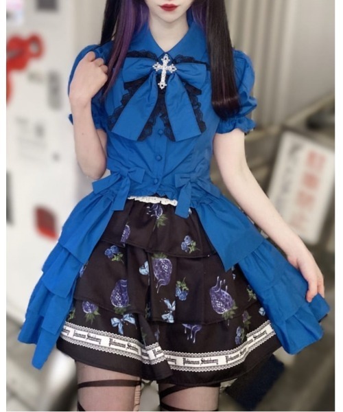 Jamie エーエヌケー（ジェイミーエーエヌケー）の「ゴシックメルトストロベリースカート（スカート・レディース・レッド/ブルー・M）」の8枚目の写真