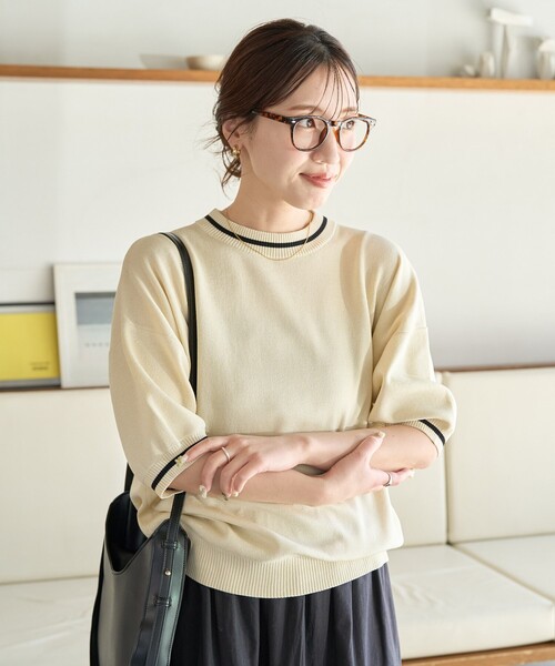 セール】限定展開 サマーニット ライン 半袖 Tシャツ（ニット
