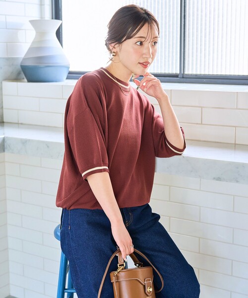セール】限定展開 サマーニット ライン 半袖 Tシャツ（ニット