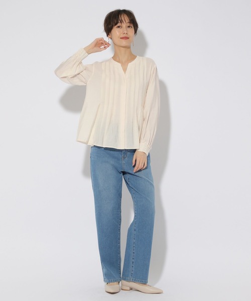 Elura(エルーラ)の「アイロンいらずセミシアタックブラウス/316597(シャツ/ブラウス・レディース・オフホワイト/ライトブルー/ベージュ・FREE)」の15枚目の写真