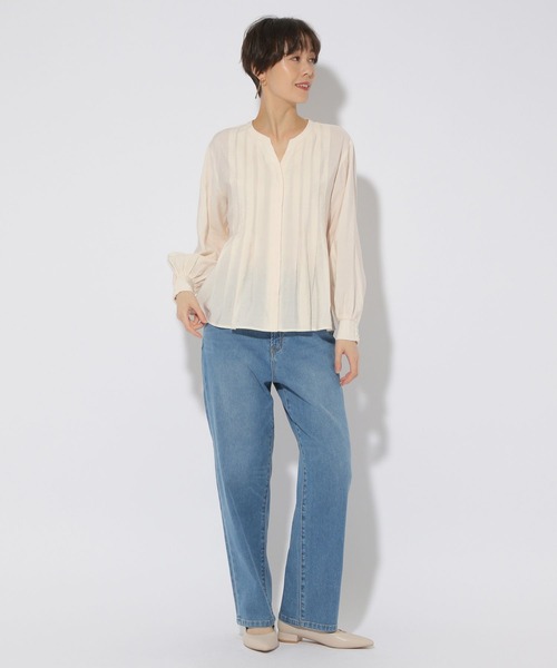 Elura(エルーラ)の「アイロンいらずセミシアタックブラウス/316597(シャツ/ブラウス・レディース・オフホワイト/ライトブルー/ベージュ・FREE)」の14枚目の写真