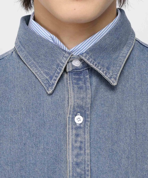 LAND MUSEUM（ランドミュージアム）の「LAND MUSEUM／ダメージデニムシャツ（シャツ/ブラウス・メンズ・ライトブルー/ブラック・FREE）」の19枚目の写真