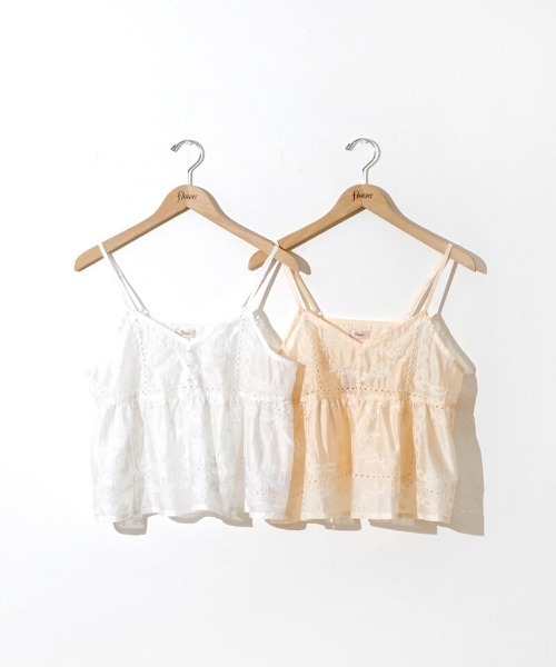flower(フラワー)の「ノスタルジーエンブロイダリービスチェ(キャミソール・レディース・コーラルピンク/ホワイト・FREE)」の19枚目の写真