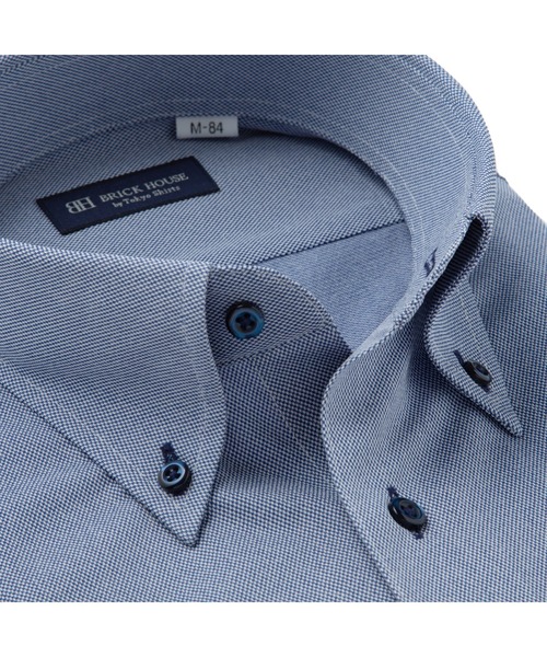 TOKYO SHIRTS（トウキョウシャツ）の「形態安定ノーアイロン ボタンダウン 長袖ストレッチビジネスワイシャツ（ビジネスシャツ・メンズ・ブルー・首回り43cm-裄丈86cm/首回り39cm-裄丈84cm/首回り41cm-裄丈82cm/首回り41cm-裄丈86cm/首回り42cm-裄丈82cm/首回り42cm-裄丈86cm/首回り43cm-裄丈82cm/首回り37cm-裄丈80cm/首回り39cm-裄丈80cm/首回り37cm-裄丈84cm）」の2枚目の写真