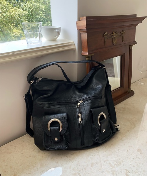 blackdia ocean（ブラックダイヤオーシャン）の「blackdia ocean 2WAYバックルポケットレザーバッグ（ショルダーバッグ・レディース・ブラック/ホワイト・FREE）」の15枚目の写真