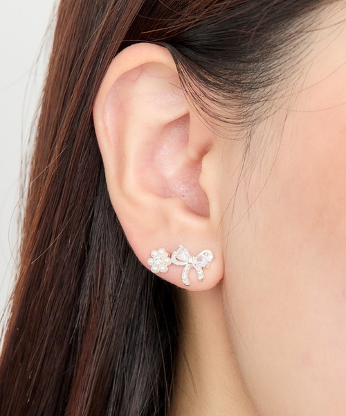 艶々˚✧₊ブラウンシェルの3連ピアス♡ ハンドメイド 艶々˚✧₊ブラウンシェルの3連ピアス♡ ハンドメイド セール】4連艶