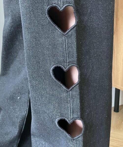 WEGO（ウィゴー）の「WEGO/ハートサイドラインストレートパンツ（デニムパンツ・レディース・ブラック/ライトインディゴブルー・SMALL/MEDIUM）」の8枚目の写真