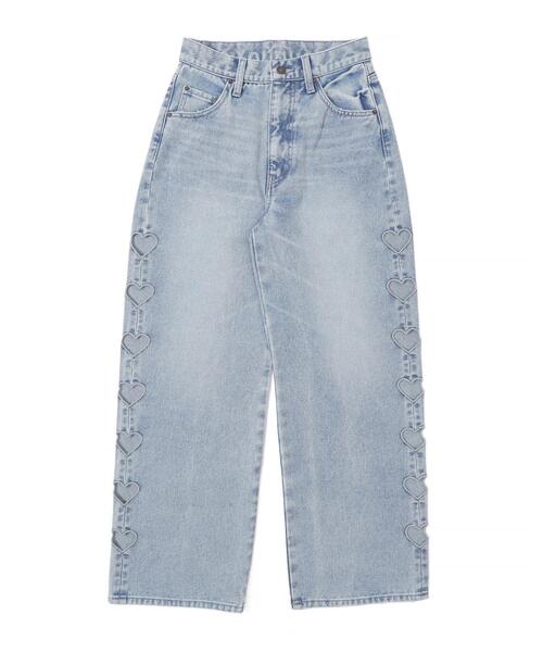 WEGO（ウィゴー）の「WEGO/ハートサイドラインストレートパンツ（デニムパンツ・レディース・ブラック/ライトインディゴブルー・SMALL/MEDIUM）」の15枚目の写真