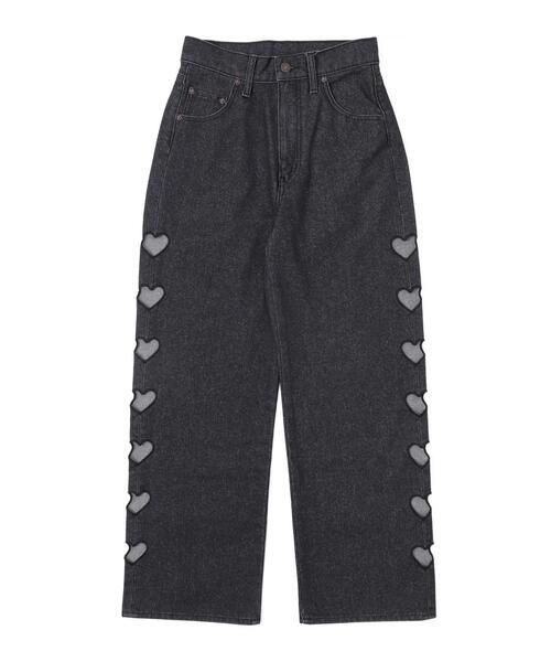 WEGO（ウィゴー）の「WEGO/ハートサイドラインストレートパンツ（デニムパンツ・レディース・ブラック/ライトインディゴブルー・SMALL/MEDIUM）」の16枚目の写真