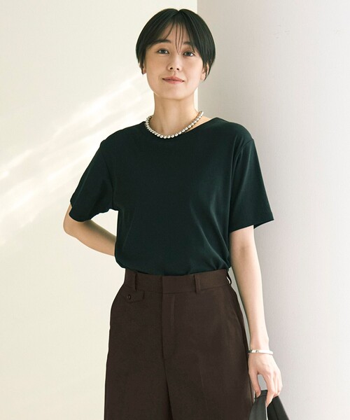 UNFILO(アンフィーロ)の「ドライタッチフライス ハーフスリーブT(Tシャツ/カットソー・レディース・グレー系/ブラック系/ピンク系/ホワイト系・LARGE/SMALL/MEDIUM)」の3枚目の写真