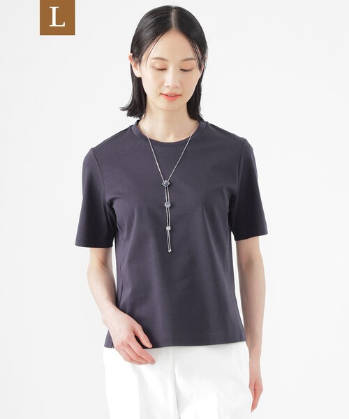 TRANS WORK(トランスワーク)の「【L】【ウォッシャブル】コンパクトコットンポンチクルーネックカットソー(Tシャツ/カットソー・レディース・ピンク系その他2/ホワイト/ネイビー・46/44)」の2枚目の写真