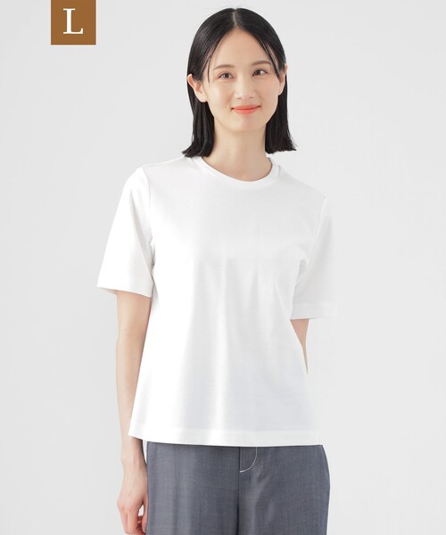TRANS WORK(トランスワーク)の「【L】【ウォッシャブル】コンパクトコットンポンチクルーネックカットソー(Tシャツ/カットソー・レディース・ピンク系その他2/ホワイト/ネイビー・46/44)」の1枚目の写真