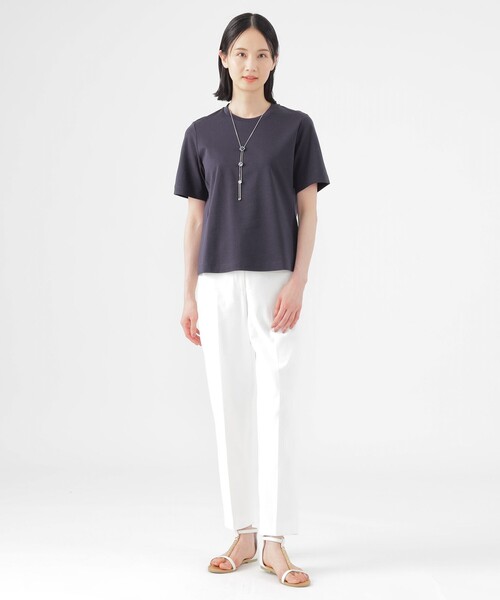 TRANS WORK(トランスワーク)の「【L】【ウォッシャブル】コンパクトコットンポンチクルーネックカットソー(Tシャツ/カットソー・レディース・ピンク系その他2/ホワイト/ネイビー・46/44)」の7枚目の写真