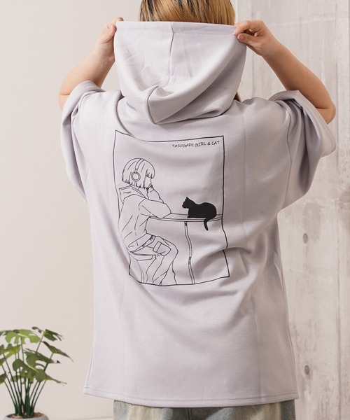 Girl & Kuroneko Ponch Short-Sleeved Hoodie — худи-пончо для девочек