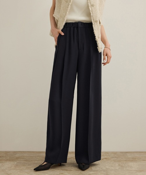 ROPE'(ロペ)の「【洗える・カセット服】ライトトリアセイージーワイドパンツ/お仕事・通勤・セットアップ対応(その他パンツ・レディース・ベージュ/ネイビー/ブルー/ワイン/ブラック・36/38)」の4枚目の写真