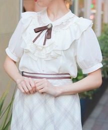 axes femme | ジャボ付きレース×フリルブラウス(シャツ/ブラウス)