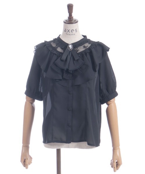 ブラウス シャツ ジャボ付きレース×フリルブラウス レディース ジャボ付きレース×フリルブラウス（シャツ/ブラウス）｜axes
