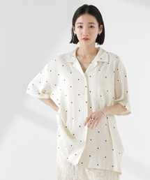 とろみ開襟ドットシャツ(セットアップ可)
