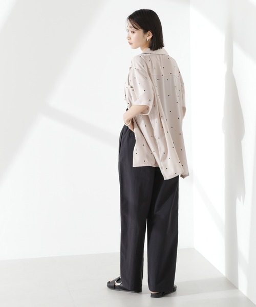 NANO universe（ナノユニバース）の「とろみ開襟ドットシャツ(セットアップ可)（シャツ/ブラウス・レディース・ホワイト/ベージュ/ブラック・FREE）」の9枚目の写真