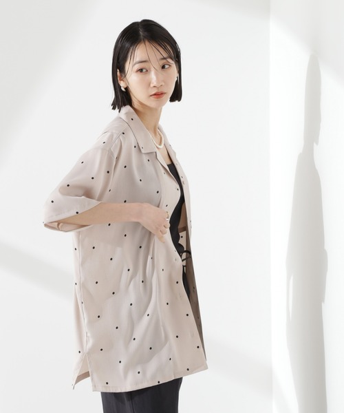 NANO universe（ナノユニバース）の「とろみ開襟ドットシャツ(セットアップ可)（シャツ/ブラウス・レディース・ホワイト/ベージュ/ブラック・FREE）」の6枚目の写真