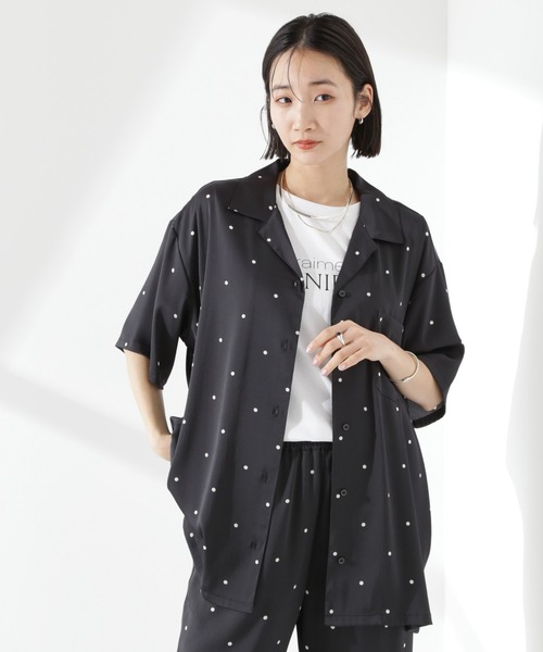 NANO universe（ナノユニバース）の「とろみ開襟ドットシャツ(セットアップ可)（シャツ/ブラウス・レディース・ホワイト/ベージュ/ブラック・FREE）」の18枚目の写真