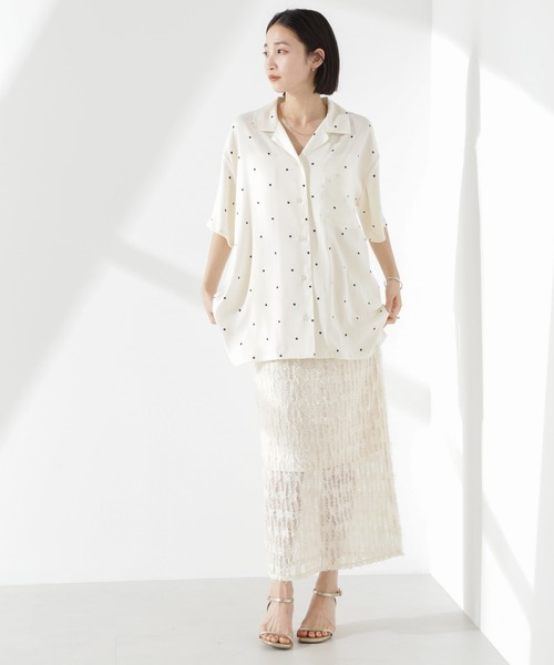 NANO universe（ナノユニバース）の「とろみ開襟ドットシャツ(セットアップ可)（シャツ/ブラウス・レディース・ホワイト/ベージュ/ブラック・FREE）」の14枚目の写真