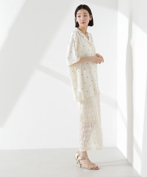 NANO universe（ナノユニバース）の「とろみ開襟ドットシャツ(セットアップ可)（シャツ/ブラウス・レディース・ホワイト/ベージュ/ブラック・FREE）」の16枚目の写真