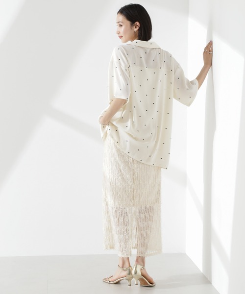 NANO universe（ナノユニバース）の「とろみ開襟ドットシャツ(セットアップ可)（シャツ/ブラウス・レディース・ホワイト/ベージュ/ブラック・FREE）」の17枚目の写真