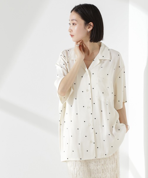 NANO universe（ナノユニバース）の「とろみ開襟ドットシャツ(セットアップ可)（シャツ/ブラウス・レディース・ホワイト/ベージュ/ブラック・FREE）」の12枚目の写真