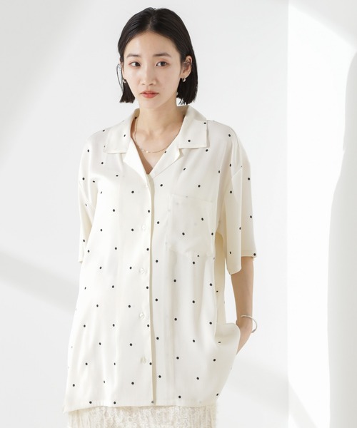 NANO universe（ナノユニバース）の「とろみ開襟ドットシャツ(セットアップ可)（シャツ/ブラウス・レディース・ホワイト/ベージュ/ブラック・FREE）」の13枚目の写真