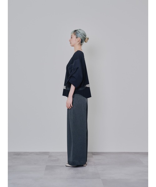 DOLLUPOOPS(ドールアップウップス)の「フリルスリーブ配色ステッチヘムシアートップス(Tシャツ/カットソー・レディース・ダークグリーン/ブラック/ネイビー・38)」の18枚目の写真