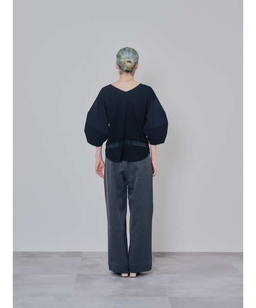 DOLLUPOOPS(ドールアップウップス)の「フリルスリーブ配色ステッチヘムシアートップス(Tシャツ/カットソー・レディース・ダークグリーン/ブラック/ネイビー・38)」の19枚目の写真