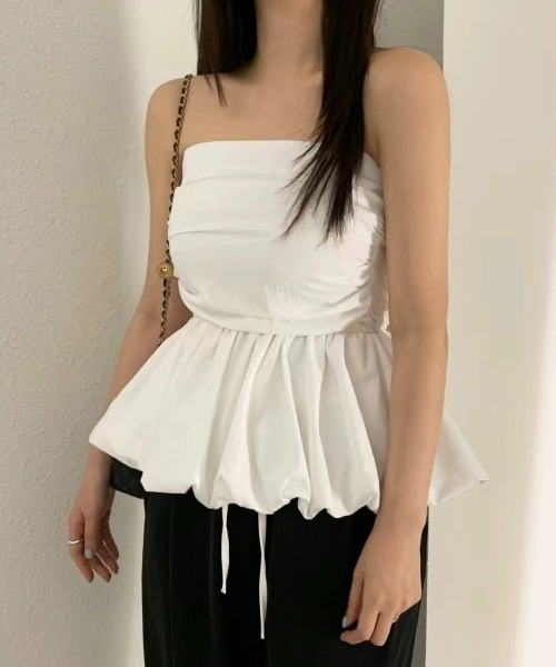 LADY LIKE（レディライク）の「バルーンヘムバックシャーリングベアトップ（チューブトップ・レディース・ブラック/ホワイト/ピンク・M）」の17枚目の写真