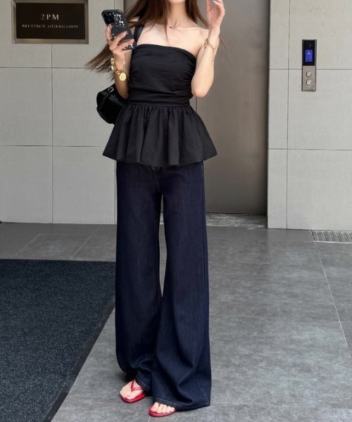 LADY LIKE（レディライク）の「バルーンヘムバックシャーリングベアトップ（チューブトップ・レディース・ブラック/ホワイト/ピンク・M）」の21枚目の写真