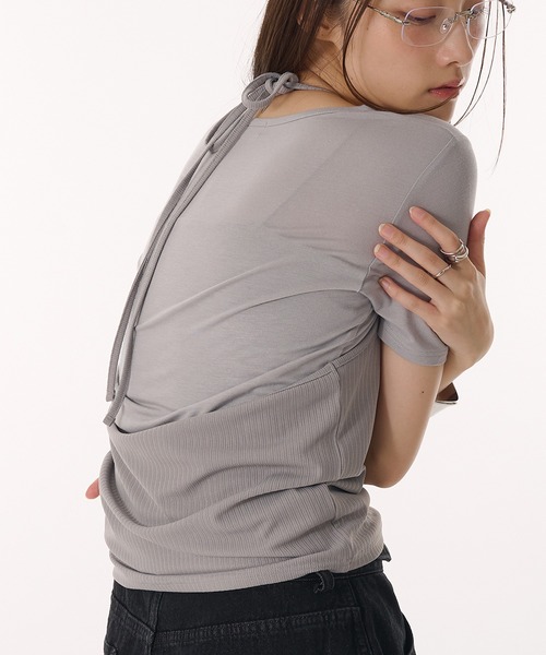 MUHET(ミュエータ)の「【set item】halter neck camisole & sheer t-shirt / ホルターネックキャミソールシアーTシャツ(Tシャツ/カットソー・レディース・オフホワイト/グレー/ネイビー・FREE)」の10枚目の写真