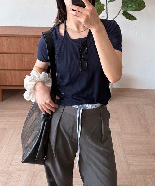 MUHET(ミュエータ)の「【set item】halter neck camisole & sheer t-shirt / ホルターネックキャミソールシアーTシャツ(Tシャツ/カットソー・レディース・オフホワイト/グレー/ネイビー・FREE)」の22枚目の写真
