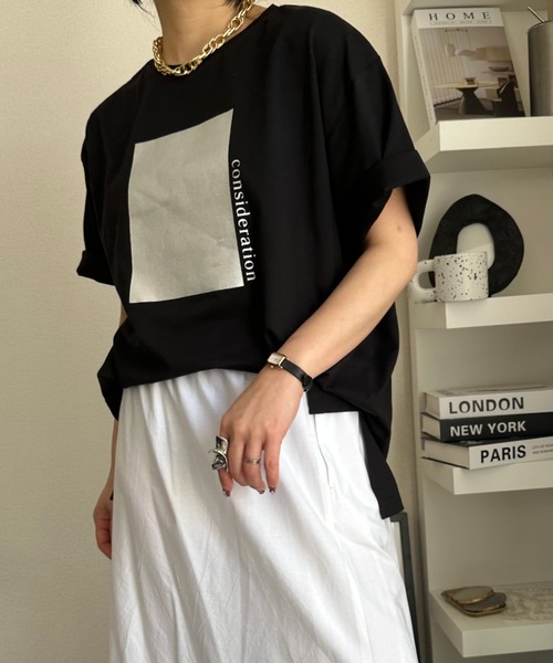 deux amour(ドゥーザムール)の「【ZOZO限定】smillemii._3さんコラボ箔プリントT(Tシャツ/カットソー・レディース・ブラック/ホワイト・FREE)」の18枚目の写真