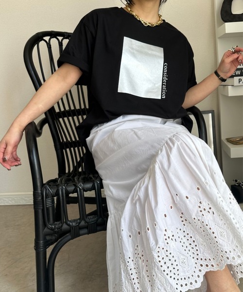 deux amour(ドゥーザムール)の「【ZOZO限定】smillemii._3さんコラボ箔プリントT(Tシャツ/カットソー・レディース・ブラック/ホワイト・FREE)」の20枚目の写真