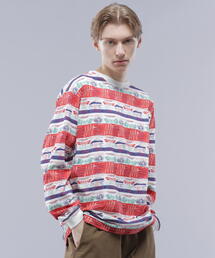 MANASTASH（マナスタッシュ）の「MANASTASH/マナスタッシュ  MTN STRIPE L/S TEE/マウンテンストライプロングスリーブTシャツ（Tシャツ/カットソー）」