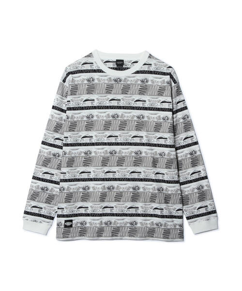 MANASTASH（マナスタッシュ）の「MANASTASH/マナスタッシュ  MTN STRIPE L/S TEE/マウンテンストライプロングスリーブTシャツ（Tシャツ/カットソー・メンズ・ブラック/レッド・L/M/S/XL）」の3枚目の写真