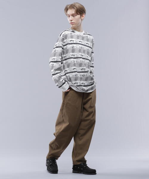 MANASTASH（マナスタッシュ）の「MANASTASH/マナスタッシュ  MTN STRIPE L/S TEE/マウンテンストライプロングスリーブTシャツ（Tシャツ/カットソー・メンズ・ブラック/レッド・L/M/S/XL）」の4枚目の写真