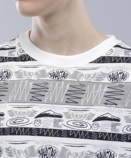 MANASTASH（マナスタッシュ）の「MANASTASH/マナスタッシュ  MTN STRIPE L/S TEE/マウンテンストライプロングスリーブTシャツ（Tシャツ/カットソー・メンズ・ブラック/レッド・L/M/S/XL）」の7枚目の写真