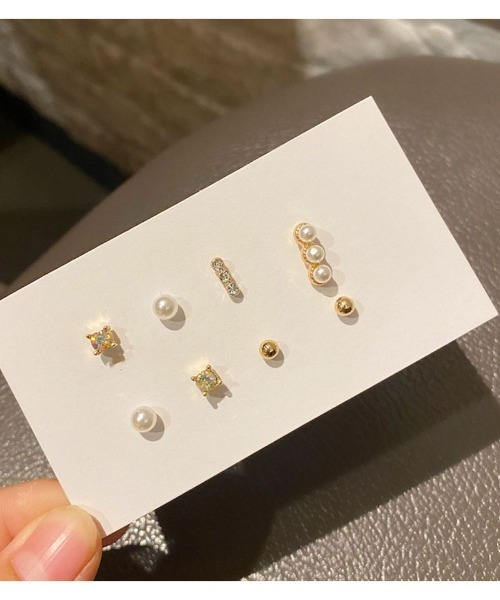shoppinggo(ショッピングゴー)の「ピアスセット4ペア(ピアス(両耳用)・レディース・オフホワイト/ゴールド/ホワイト・FREE)」の3枚目の写真