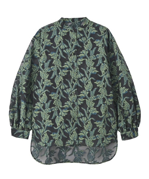 funda mine（ファンダマイン）の「シースルージャガードシャツ（シャツ/ブラウス・レディース・グリーン/ホワイト・FREE）」の7枚目の写真