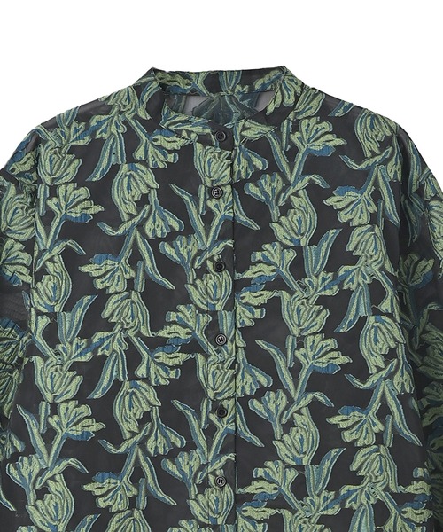 funda mine（ファンダマイン）の「シースルージャガードシャツ（シャツ/ブラウス・レディース・グリーン/ホワイト・FREE）」の8枚目の写真